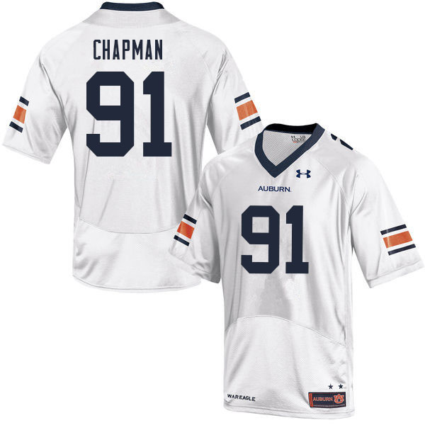 Men #91 Oscar Chapman Auburn Tigers College Football Jerseys Sale-White